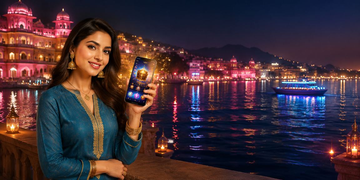 Mobile casino gaming experience in Jaipur with traditional attire