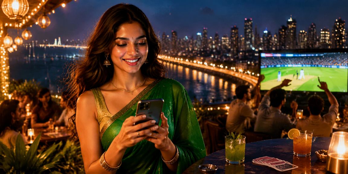 Woman in Bandra Mumbai placing cricket bet on mobile